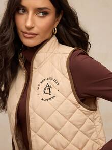 Activina 女士加厚绗缝运动背心 - 棕色 - 查看 5