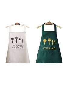 SHEIN 2pcs/1pc Premium Water And Oil Proof Cooking Apron - Durable, With Cutlery Pockets, Customizable Adjustments, Perfect For Use In Cafes, Restaurants And Home Kitchens, A Stylish, Versatile Necessity - Multicolor - View 16