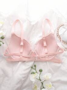 SHEIN Women's Romantic Pink Lace Adjustable Strap Underwire Bra  Cozy And Elegant Details