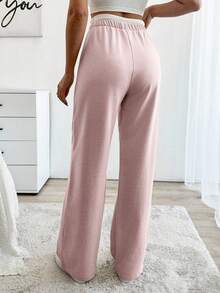 EURMUSE Drawstring Waist Pants - Dusty Pink - View 2