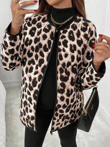 SHEIN Fall,Autumn,Leopard Print 3-In-1 Maternity Coat, Fashionable For Autumn/Winter Maternity Winter Leopard Print Coat - Multicolor - View 5