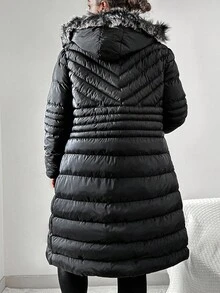 EURMUSE Plus Zip Up Hooded Puffer Vest Coat, For Winter