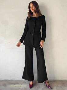 Aloruh Women's Black New Style Blazer, Autumn/Winter - Black - View 7