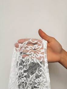 Slaydiva 2025 Spring/Summer New Arrival Street Sports & Sexy Street & Ballet Style Black & White Sheer Lace Colorblock + Rhinestone 23 Graphic Fitted V-Neck Long Sleeve Cropped Top And Black Colorblock White Ribbon Tie Bow Mini Skirt Women Plus Size 2 Pieces Set - Multicolor - View 7