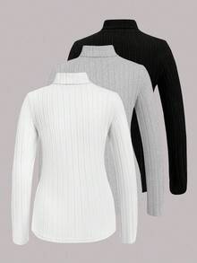 Franclia Casual Solid Color Stand Collar Slim Fit Long Sleeve T-Shirt, Autumn/Winter Fall Cloth For Women - Multicolor - View 2