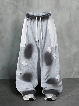 Street Life Herren Straight Leg Jogginghose mit amerikanischem Street Style Pony, Kreuz Grafik Muster