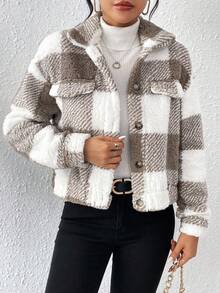 RosyDaze Casual-Woman Fantasy-Simple Ruffle Gingham Jacket