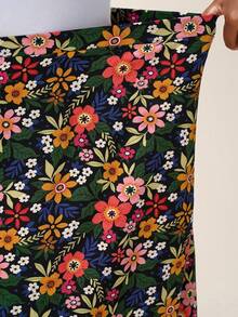 Comfylo Floral Printed Asymmetric Hem Summer Casual Vacation Style Long Skirt With Ruffle Hem Fall Clothes For Women Fall Outfits Women - Multicolor - View 7