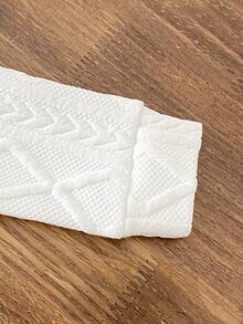 2pcs Baby Boy Two Piece Cable Knit Set,White,Autumn,Modest,Family Matching,Back-To-School Collegiate Patchwork Polo Long Sleeve Top And Pants,6M-3T - White - View 6
