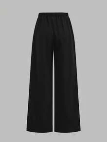 SHEIN Girlism 2件套少女休闲宽松针织圆领蝴蝶结印花褶皱套头卫衣和短裤套装，适合日常穿着、返校、度假、家庭户外活动、春季野餐 - 黑與白 - 查看 10