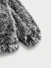 EASEVO Plus Size Men's Fashionable Long Sleeve Faux Fur Coat, Fall Winter - Black - View 4