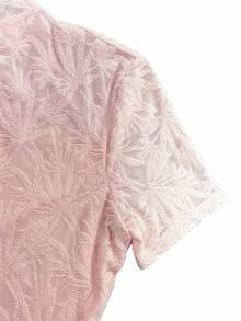 Islaluna فستان نسائي أنيق بدون أكمام ، قصير ، مطرز بالدانتيل ، قصة A كبيرة ، مع شبكة ، أكمام قصيرة ، طراز ربيعي وصيفي للنساء