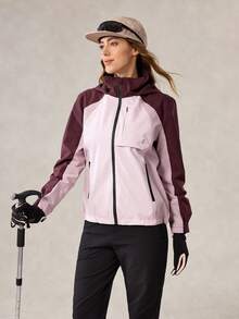 OutZeal Women Water-Resistant Color-Blocked Zip Pocket Hood Outdoor Shell Jacket Hiking Camping - Multicolor - View 10