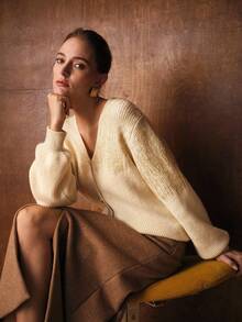 MOTF PREMIUM CARDIGAN ELEGANTE DE MANGA LARGA CON ABOTONADURA - Albaricoque - Ver 6