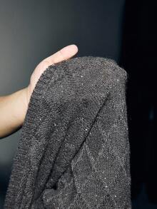 Lumivelle Women's Dark Gray Sequin Crew Neck Sweater - Dark Grey - View 8