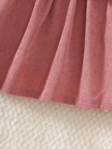 Abito da neonata con colletto in pizzo bianco, patchwork rosa, fiocco, elegante e retrò, morbido e confortevole, adatto per l'autunno e l'inverno