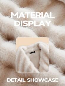 Anewsta Women's Smooth Faux Fur Collar Belted Striped Layered Autumn/Winter Faux Fur Coat - White - View 9