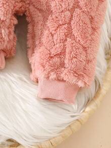 SHEIN 2pcs Baby Clothes Set, Cute Bear Head Pattern Sweatshirt And Fuzzy Long Pants, Sweet And Adorable, Autumn/Winter Fall - Pink - View 7