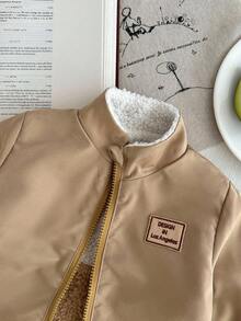 SHEIN Infant/Toddler Unisex Reversible Fleece Jacket, Warm Casual Outerwear For Baby Girls And Boys, 0-3 Years Old, Autumn/Winter Fall