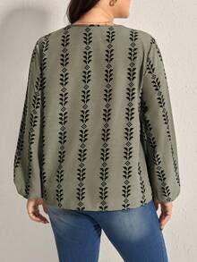 Comfylo 大码通勤 V 领长袖花卉印花宽松休闲衬衫秋季衬衫女式上衣商务休闲女式工作衬衫商务衬衫圣诞女式上衣休闲日常穿着，必备假日装