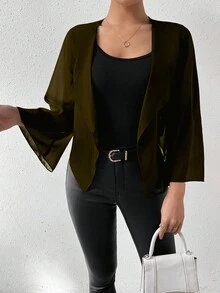 RosyDaze Damen Lässige Oversized Jacke mit Kragen und offenem Verschluss, Herbst