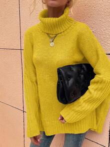 EMERY ROSE Women's Casual Loose Pullover Sweater, Suitable For Autumn/Winter, Christmas - Yellow - View 5
