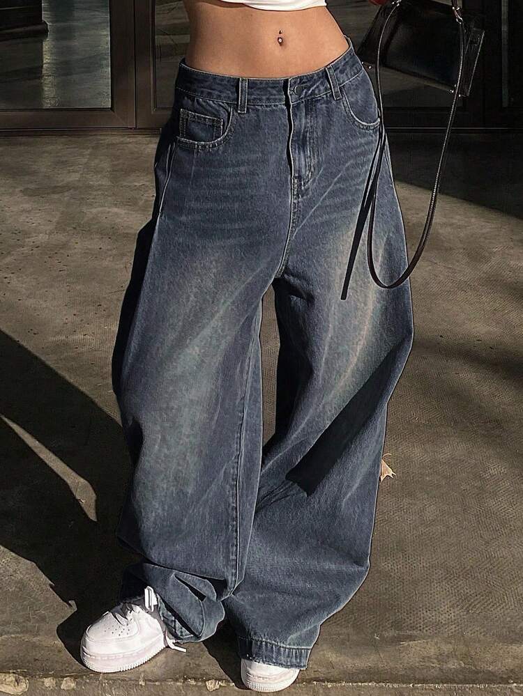 Women Distressed Wide Leg Jeans,Baggy Jeans,Back To School Clothes
