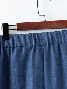 GlowEve CURVE 大码女式纯色撞色荷叶边仿口袋全纽扣优雅通勤西装外套 + 纯色纽扣 A 字型简约百搭半身裙 2 件套