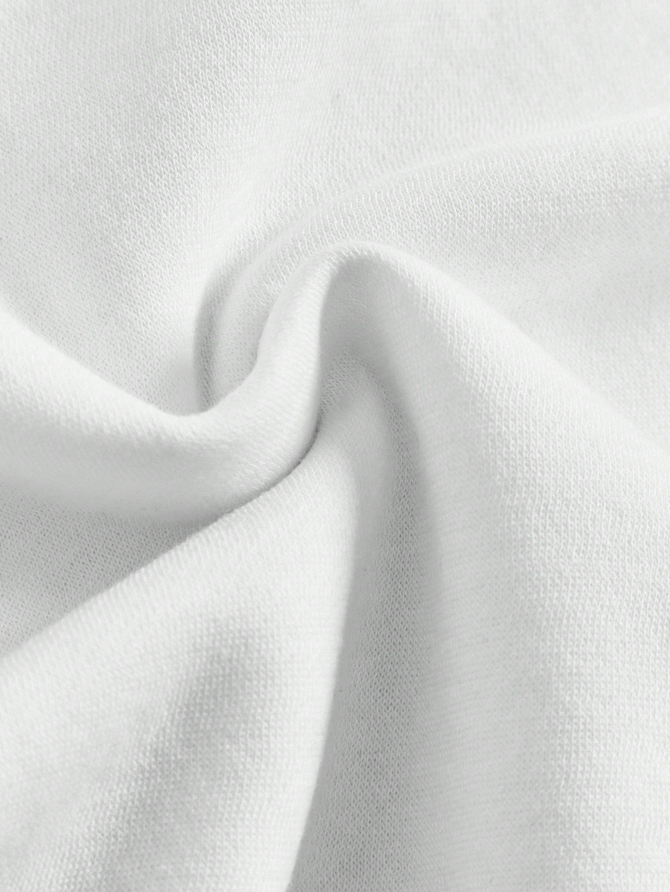 SHEIN EZwear بلوزة هوديي سميكة بفتحة واسعة مطبوعة...