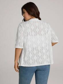 Comfylo Plus Size Fall Women Clothes Leopard Print 7/8 Sleeve Everyday Casual Bomber Jacket Back To School Clothes For Autumn & Winter Fall Clothes For Women Fall Outfits Women - White - View 2