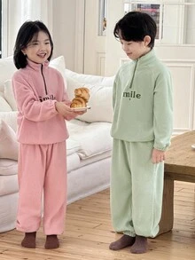 Genkimix Kids Genkimix 少女字母印花休闲卫衣+纯色休闲慢跑裤套装 - 粉色 - 查看 4