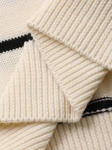 DAZY Casual Striped Sweater For Women, Round Neck, Slimming, Versatile, Autumn/Winter - Beige - View 8