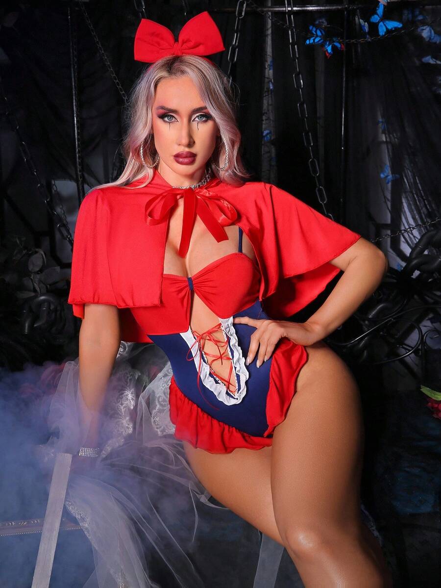 SHEIN Bộ đồ lót hóa trang Halloween gợi cảm dành cho nữ 2 món - Nhiều màu - Xem 1