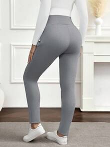 SHEIN Leggings térmicos de cintura alta para mujer, pantalones de maternidad, otoño/invierno