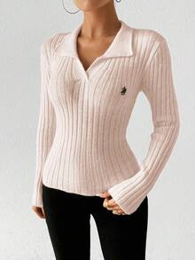 Chiquease Women's Elegant Fitted Long Sleeve Knit Sweater