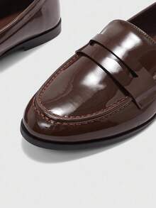 CUCCOO BIZCHIC Mocasines de mujer de punta redonda, color café, clásicos, simples y cómodos. Versátiles para ir al trabajo, la oficina y el uso diario. - Café integral - Ver 6