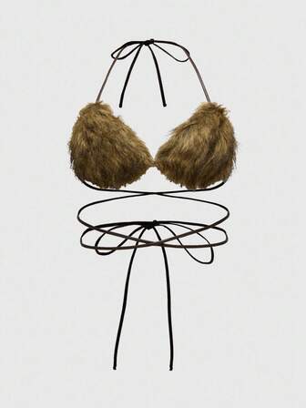 Grunge Punk Débardeur court en fausse fourrure sexy pour femmes grandes tailles, style Y2K, automne/hiver