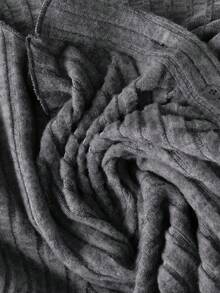 Flirla 2件套加大码花卉罗纹长袖T恤和裤子套装 - 灰色 - 查看 3