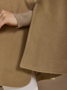 DAZY Women's Elegant Solid Color Cape Coat, Autumn/Winter Jacket - Khaki - View 6