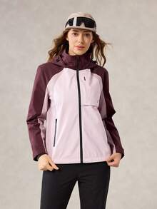 OutZeal Women Water-Resistant Color-Blocked Zip Pocket Hood Outdoor Shell Jacket Hiking Camping - Multicolor - View 8