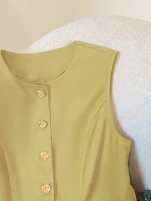 GlowEve Áo ba lỗ không tay tối giản màu trơn dành cho nữ, mặc hàng ngày - Màu Khaki - Xem 3