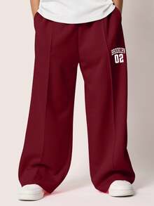 SUMWON Tween Girls Chicago 02 校队风格套装秋冬运动衫阔腿裤两件套休闲街头服饰 - 紅色 - 查看 4