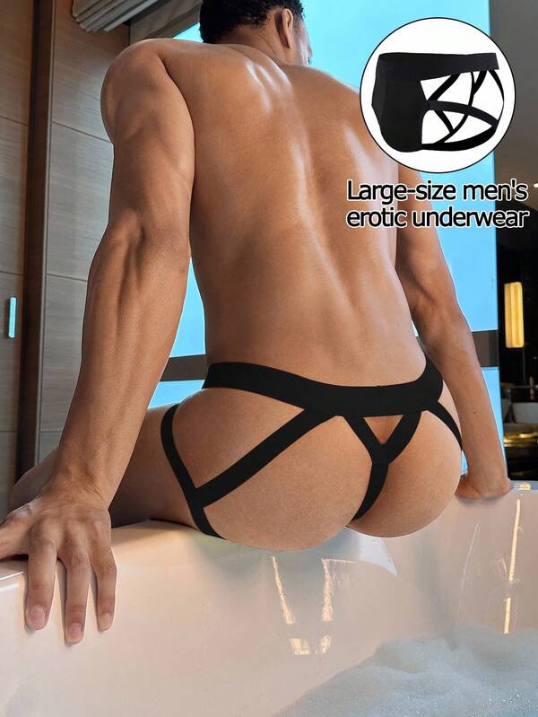 SHEIN DrisQ Plus Size Men Elastic Alluring Hollow Sexy G-String