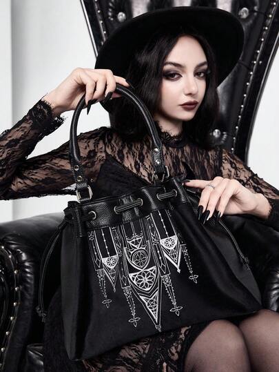 Goth Large Capacity Casual Tote Bag For Women, Suitable For Daily Use