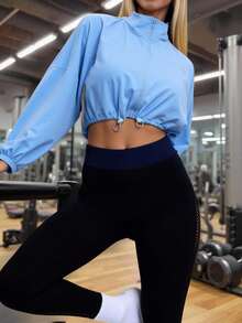 Innovista 轻便拉链运动夹克，宽松版型，适合热身、短款健身上衣、宽松版型、带口袋、防紫外线、防风、蓝色、举重、力量训练套装、哑铃、户外、骑行、跑步、有氧运动、瑜伽和普拉提、拳击、徒步旅行、网球和高尔夫、运动装备、健身服和运动套装、都市休闲运动、时尚偶像、时尚达人、闪耀动人、适合音乐节和派对、街头性感、日常必备、TikTok运动服、激励秋季女装，清爽浅蓝色 - 淺藍色 - 查看 3