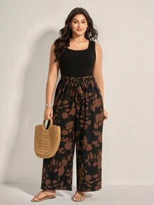 Comfylo 加大码纯色撞色系带前系带休闲连体裤西部风女装节日波西米亚嬉皮女牛仔装老钱波西米亚夏季波西米亚老钱棉