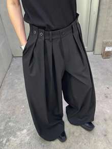 Claim Dot High Waist Designer Men's Wide Leg Pleated Loose Casual Pants, Fall