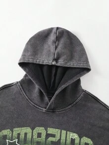 ROMWE MEN Street Life Áo hoodie nam cổ điển, phong cách đường phố, mùa thu - màu xanh lá - Xem 3
