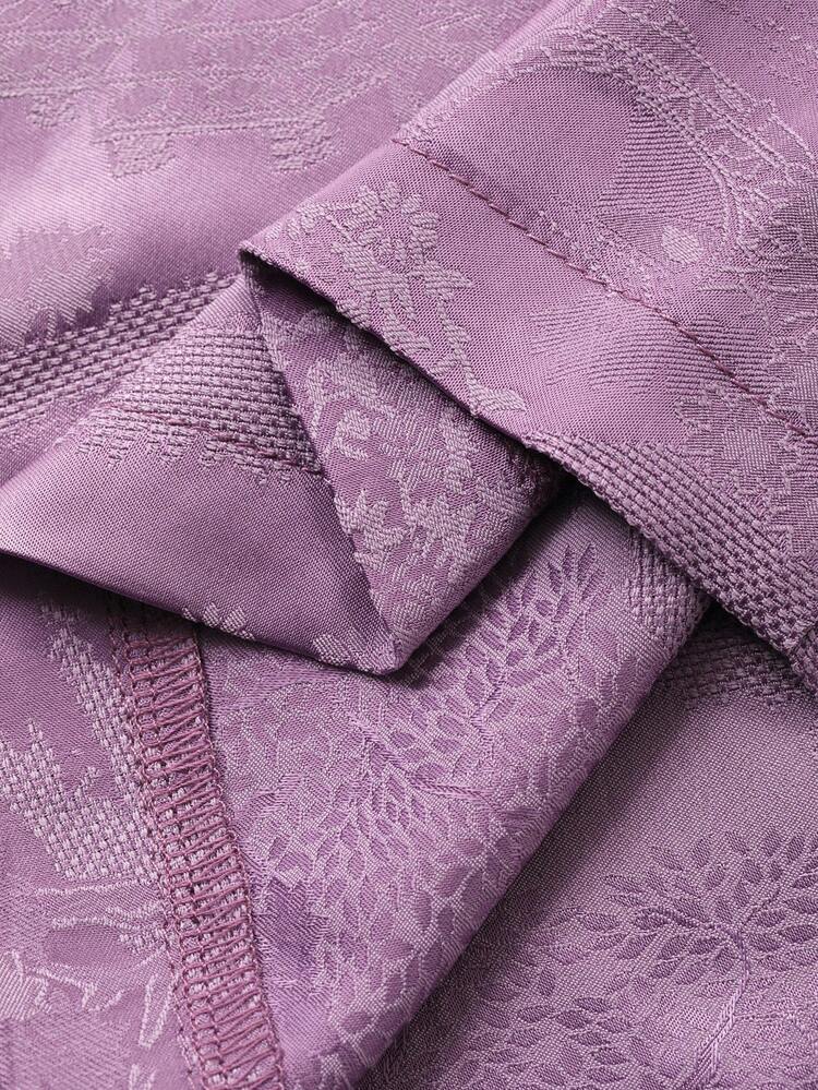 Chinese Style Pattern Jacquard Satin Loose Women's Sleepwear Bottom, Fall Pajama