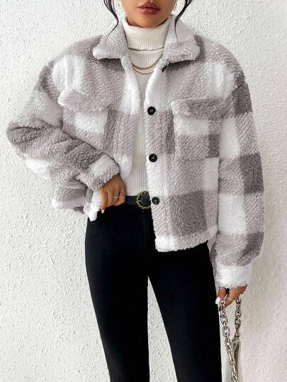 RosyDaze Kurtka w kratkę Gingham w stylu casualowym i prostym, z falbankami